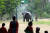 8일(현지시간) 인도 첸나이의 아리냐르 안나 동물원에서 한 코끼리가 더위를 식히기 위해 샤워를 하고 있다. AFP=연합뉴스