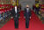 윤석열 대통령과 조 바이든 미국 대통령이 21일 오후 서울 용산구 국립중앙박물관에서 열린 한미정상 환영만찬에 입장하고 있다. 뉴스1