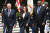 30일 메모리얼 데이를 맞아 조 바이든 미국 대통령, 카멀라 해리스 부통령, 로이드 오스틴 국방장관이 알리텅 국립묘지를 찾았다. [AFP=연합뉴스]