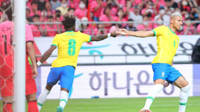 브라질 무섭다...한국, 킥오프 7분 만에 히샬리송에 실점