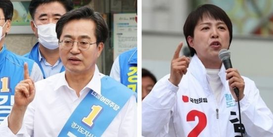 왼쪽부터 김동연 민주당, 김은혜 국민의힘 경기지사 후보. 연합뉴스