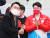 대선 직전인 지난 3월 4일 부산 이마트 사상점 앞 유세에 참석한 윤석열 대통령(왼쪽)과 장제원 의원 모습. 연합뉴스