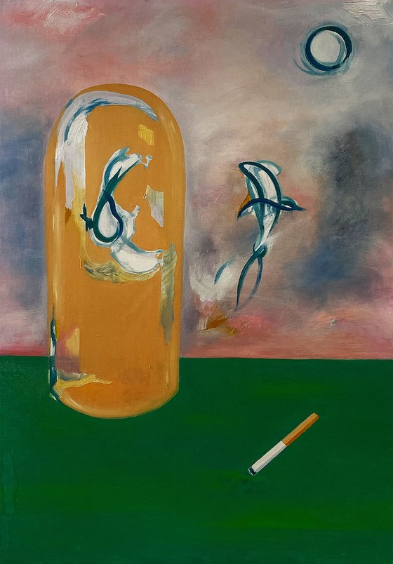 물고기자리: smoking pisces IV, 91x60.5cm, Oil on canvas, 2022.[사진 소울아트스페이스]
