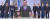 7일(현지시간) 폴란드 스탈로바볼라시 E-모빌리티 산업단지에서 열린 SK넥실리스 동박 공장 착공식 모습. 박원철 SKC 사장(왼쪽 두번째) 등이 안제이 두다 폴란드 대통령의 영상 메시지를 보고 있다. 사진 SKC 