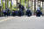 일본 경찰이 13일 아베 신조 전 일본 총리가 총격으로 쓰러진 나라현의 현장 인근 보도에서 현장 검증을 하고 있다. AP=연합뉴스