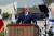 조 바이든 미국 대통령이 13일(현지시간) 이스라엘 텔아비브 근처 공항에서 열린 환영행사에서 연설하고 있다. [로이터=연합뉴스]