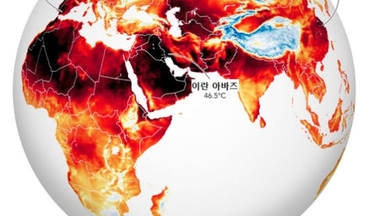 52도 강타, 지구 동쪽 펄펄…나사 공개한 '폭염 지도' 한국은