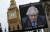 지난달 6일 영국 런던 웨스트민스터 국회의사당 앞에서 시민들이 보리스 존슨 총리의 사임을 요구하는 플래카드가 들고 시위를 하고 있다.[EPA=연합뉴스]