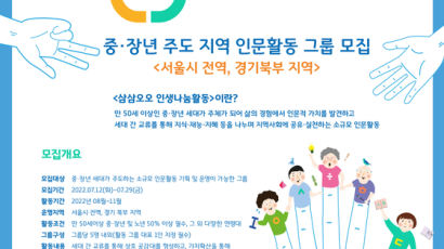 「2022년 인생나눔교실(수도권)」 ‘삼삼오오 인생나눔활동’ 중·장년 세대 자기주도 인문활동그룹 모집