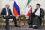 블라디미르 푸틴 러시아 대통령이 19일(현지시간) 이란 테헤란에서 세예드 에브라힘 라이시 대통령과 회담하고 있다. 스푸트니크=연합뉴스