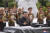 김정은 북한 국무위원장이 지난 27일 조국해방전쟁참전열사묘를 참배하고 있다. [조선중앙통신=연합뉴스]