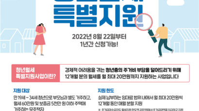 1년간 월 20만원 월셋값 보태준다…청년월세 지원 대상은