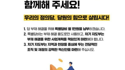 '빚 36억원, 정의당 살리자' 1만원 특별당비 운동 움직임…진중권도 동참