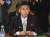 2018년 6월 22일 북한 금강산호텔에서 열린 남북적십자회담에서 북측 수석대표인 박용일 조국평화통일위원회 부위원장이 발언하고 있다. 뉴스1