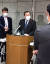 일본 하마다 야스카즈 방위상이 14일 새벽 북한 미사일 발사와 관련해 기자회견을 하고 있다. 사진 일본 방위성 트위터.