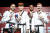 월드태권도 그랑프리 3차대회 남자 68kg급 입상자들과 함께 포즈를 취한 진호준(왼쪽 두 번째). 사진 세계태권도연맹