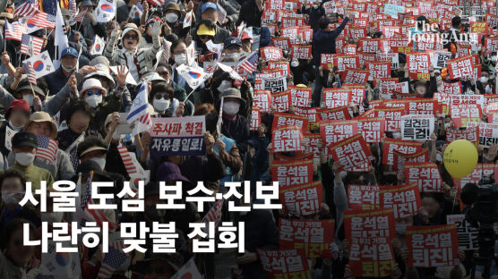 보수·진보 대규모 집회…반으로 갈린 서울 도심, 충돌은 피했다