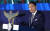 윤석열 대통령이 인천 송도컨벤시아에서 열린 '제77주년 경찰의 날 기념식'에 참석해 축사 하고 있다. 사진 대통령실