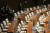 윤석열 대통령이 25일 민주당의 보이콧으로 자리가 비어있는 국회 본회의장에서 시정연설을 하기 위해 들어서고 있다. 연합뉴스