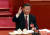 시진핑 중국 국가 주석이 지난달 22일 베이징 인민대회당에서 열린 중국 공산당 제20차 전국대표대회(당대회) 폐막식에서 당장 수정안 투표를 위해 손을 들고 있다. [연합뉴스]