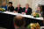 도널드 트럼프 전 미국 대통령(오른쪽 두 번째)이 2017년 백악관에서 열린 재계 리더와의 만남에서 발언하고 있다. 트럼프 전 대통령 옆에 앉은 남성이 스티븐 슈워츠먼 블랙스톤 회장. AP=연합뉴스