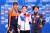 지난 1차 대회에서 금메달을 따낸 김민선(가운데). 2차대회에서도 500m 우승을 차지했다. EPA=연합뉴스