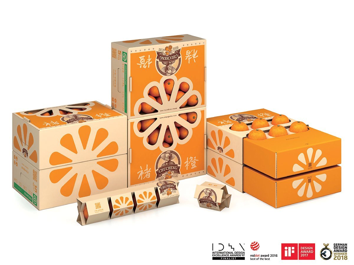 중국의 패키지 디자이너 '판후(潘虎)'의 귤 박스.박스에 포장돼 있음에도 내부 오렌지의 상태를 확인할 수 있다.