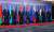 지난 23일 CSTO 정상회의에 참석한 알렉산드르 루카셴코 벨라루스 대통령(맨 왼쪽), 블라디미르 푸틴 러시아 대통령(오른쪽 3번째), 스타니슬라프 자스 CSTO 사무총장(맨 오른쪽). 로이터=연합뉴스