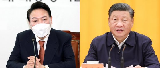 윤석열 대통령 당선인(왼쪽), 시진핑 중국 국가주석. 