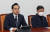 박홍근 민주당 원내대표가 국회에서 열린 원내대책회의에서 발언하는 모습. 연합뉴스