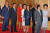 지난 2008년 8월 8일 후진타오 중국 국가주석이 주최하는 오찬장에 입장을 기다리는 이명박(왼쪽 두번째) 전 대통령과 조지 W 부시(왼쪽) 미국 대통령, 후쿠다 야스오(오른쪽 두번째) 일본 총리가 입장 순서를 기다리고 있다. [중앙포토] 
