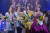 2022 '미스어스' 우승자 최미나수(왼쪽 두번째)가 최종 4인에 오른 미스 오스트레일리아, 미스 팔레스타인, 미스 콜롬비아와 함께 기념 사진을 찍고 있다. 사진 미스어스 공식 SNS