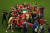 모로코 선수들이 7일 카타르월드컵 16강전에서 스페인을 물리친 뒤 환호하고 있다. AP=연합뉴스