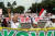인도네시아 강경파 무슬림들이 지난 11월 4일 인도네시아 자카르타에서 반정부 시위를 벌이고 있다. EPA=연합뉴스