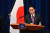 기시다 후미오 일본 총리가 16일 오후 임시 각의를 마친 뒤 기자회견을 하는 모습. AFP.