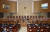 김명수 대법원장 등 대법관들이 지난 22일 오후 서울 서초구 대법원 대법정에서 열린 전원합의체 선고에서 자리에 앉아 있다. 연합뉴스