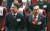 15일 국민의힘 당권 주자인 안철수 의원(왼쪽)과 김기현 의원이 서울 양천구 해누리타운에서 열린 양천갑 당원대회에 참석해 있다. 김성룡 기자