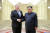 지난 2018년 5월 마이크 폼페이오 당시 미 중앙정보국장이 평양에서 김정은 국방위원장을 만나는 모습. AP=연합뉴스