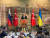 레제프 타이이프 에르도안 터키 대통령이 29일(현지시간) 터키 이스탄불에서 러시아와 우크라이나의 5차 회담을 환영하고 있다. AP=연합뉴스