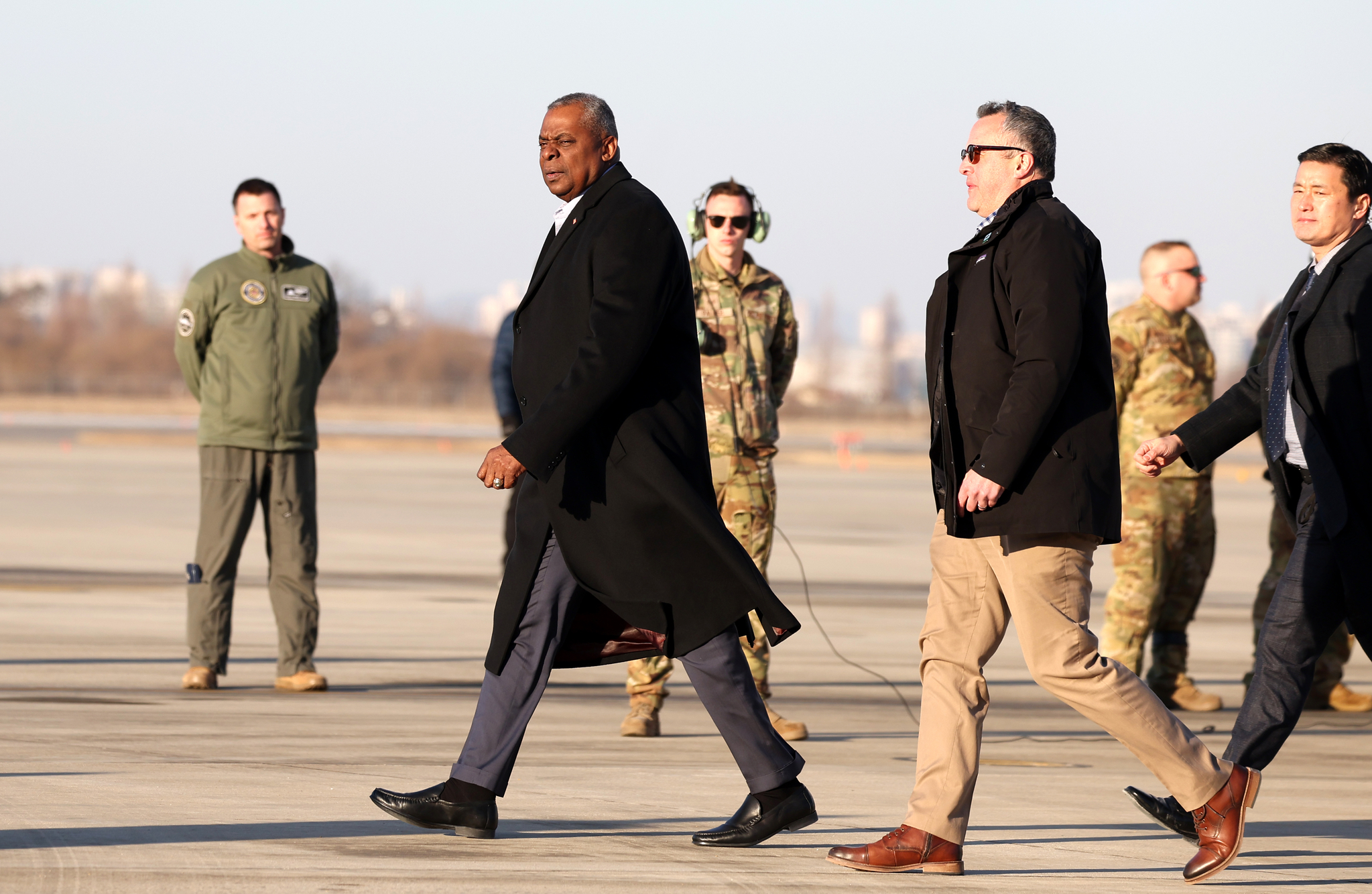 [포토타임] 로이드 오스틴 미국 국방장관 입국...내일 한미 국방장관 회담