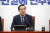  박홍근 더불어민주당 원내대표가 31일 서울 여의도 국회에서 원내대책회의를 주재하고 있다. 뉴스1