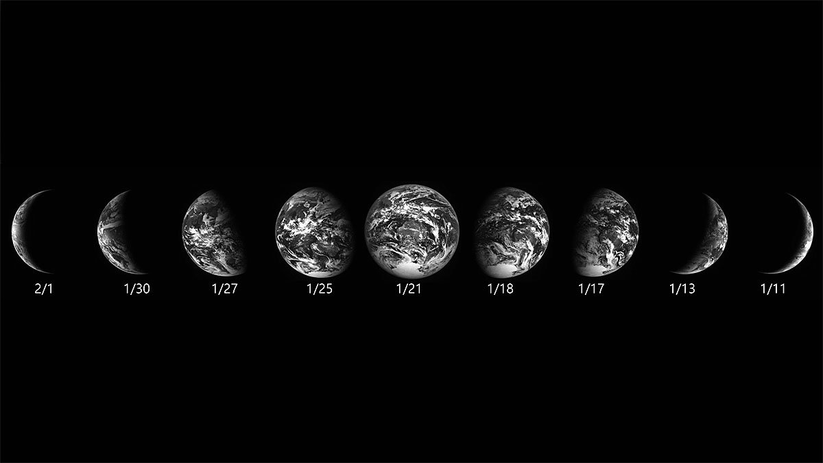 다누리가 한달간 촬영한 지구 위상변화 사진. 사진 과학기술정보통신부