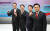 국민의힘 천하람(왼쪽부터), 김기현, 안철수, 황교안 대표 후보가 15일 오후 서울 중구 TV조선 스튜디오에서 열린 TV토론회를 앞두고 기념 촬영을 하고 있다. 뉴스1