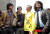 2012년 총선을 앞둔 4월 9일 부산 지역 야권 단일후보 지지 유세에 문재인 당시 민주통합당 상임고문과 함께 한 주진우(왼쪽부터), 탁현민, 김어준. 사진 뉴시스