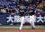 7일 오사카 교세라돔에서 열린 한신 타이거스와의 연습경기에서 홈런을 친 김혜성. 연합뉴스