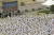 지난 2018년 국회 잔디광장에서 열린 태권도 평화의 함성에 참여한 8000여 명의 태권도인들. 연합뉴스