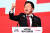 국민의힘 당대표로 선출된 김기현 의원이 8일 경기 고양시 킨텍스에서 열린 제3차 전당대회에서 수락연설을 하고 있다. 장진영 기자