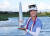 호주 교포 그레이스 김이 15일 미국 하와이 오아후섬 호아칼레이 골프장에서 벌어진 LPGA 투어 2023 롯데 챔피언십 우승 트로피를 들고 포즈를 취하고 있다. [사진 대홍기획]