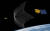 거대한 그물로 망가진 인공위성을 수거하는 모습. 사진 유럽우주국(ESA)