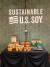 지속가능한 미국대두(SUSS)로고를 부착한 사조대림의 된장제품들과 롯데웰푸드 고올레산콩기름 제품